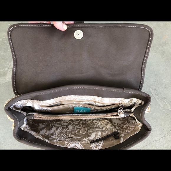 The Sak Tan and Brown Crochet Satchel GUC - Picture 6 of 8